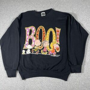 Vintage Charlie Brown Sweatshirt Size XL Black 90s Halloween Snoopy Peanuts